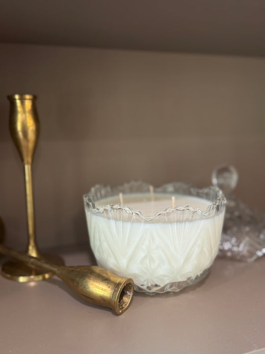 Vintage glass jar candle (Olive Branch)