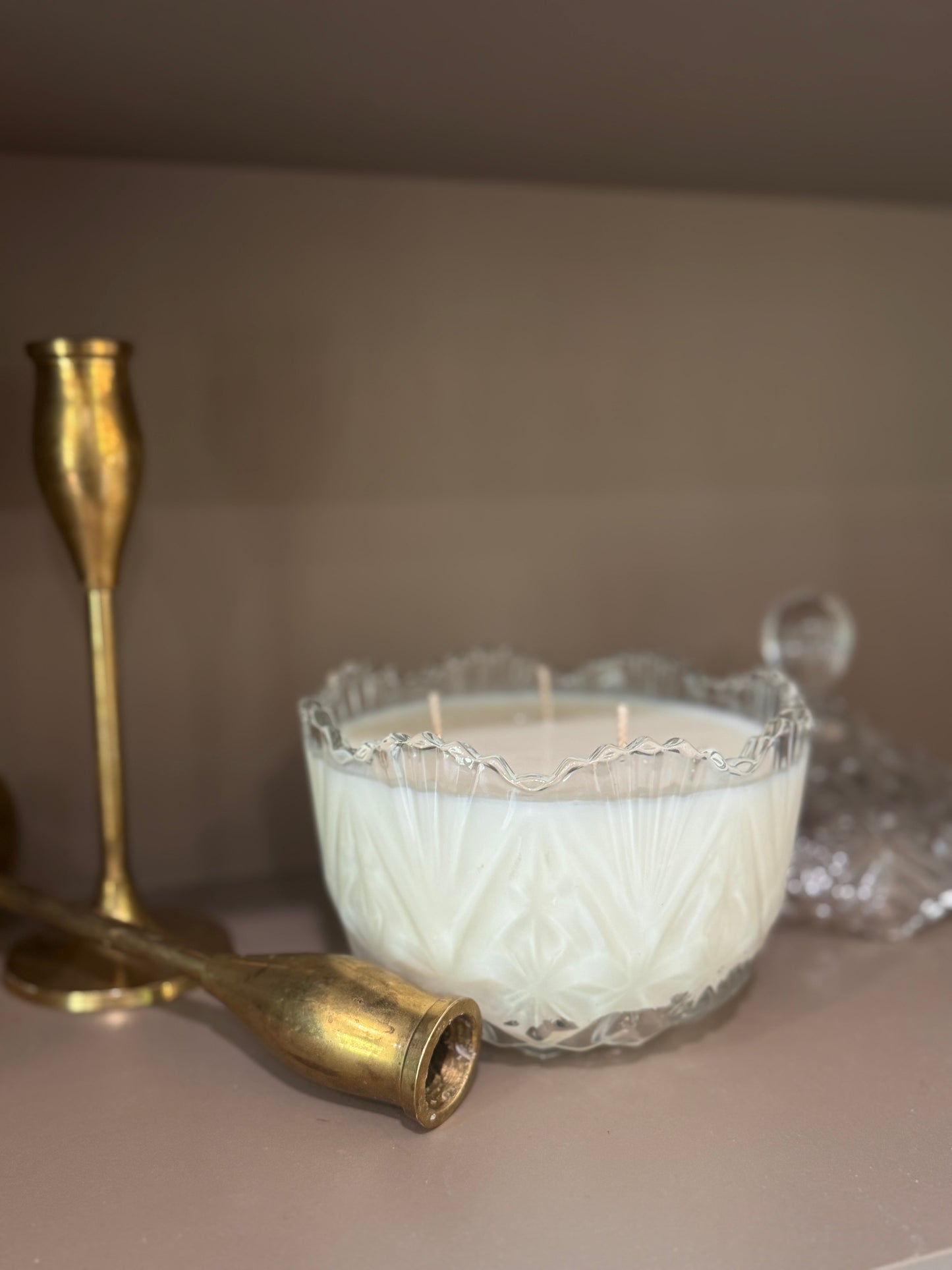 Vintage glass jar candle (Olive Branch)