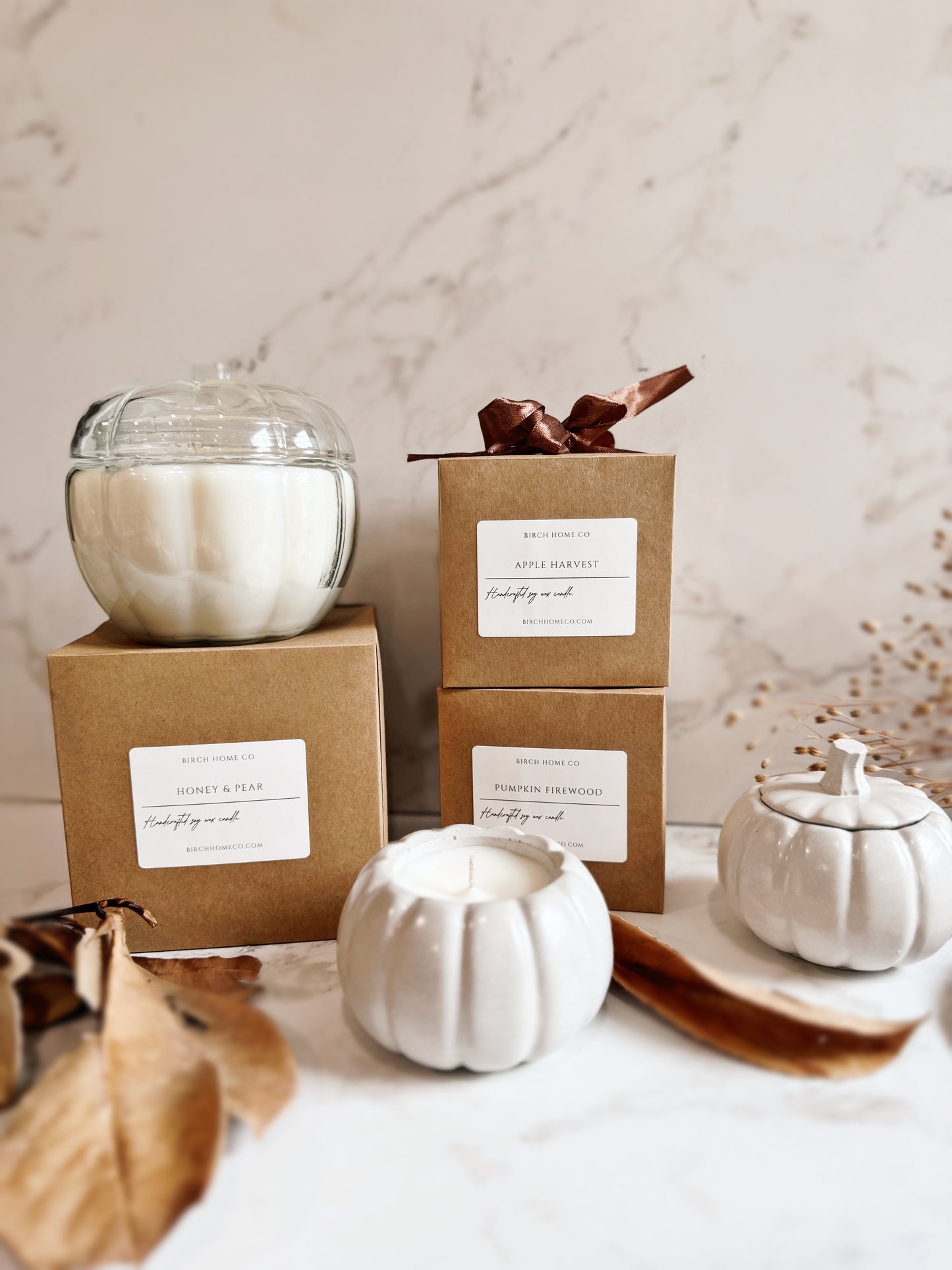 3 wick glass pumpkin vessel