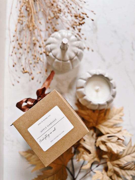 Concrete pumpkin vessel candle