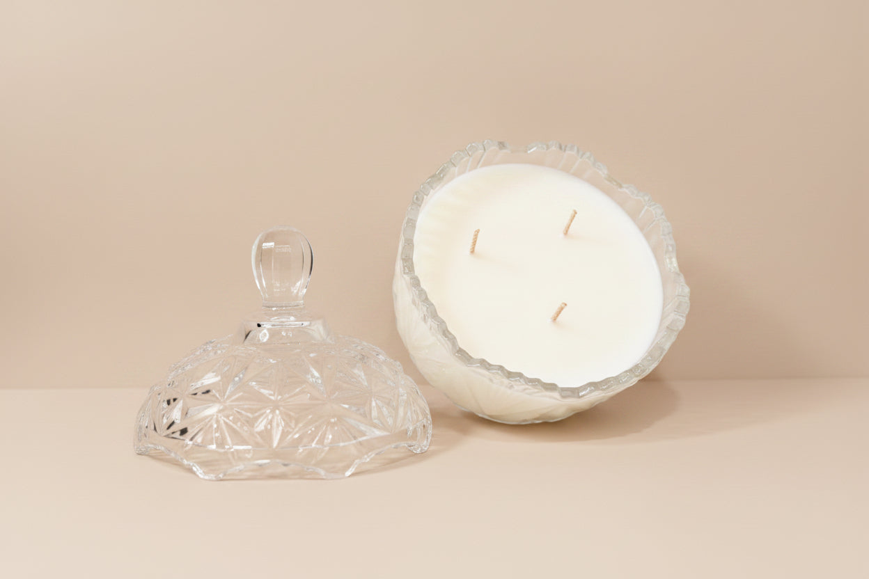 Vintage glass jar candle (Olive Branch)